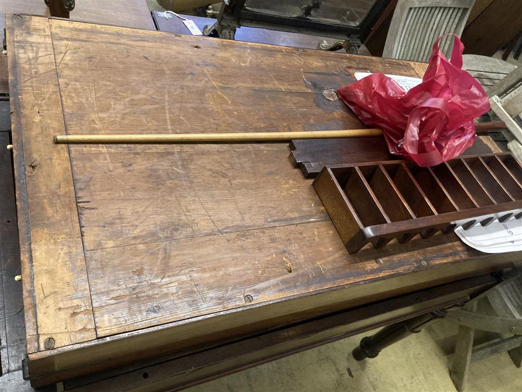 An early Victorian mahogany bagatelle table, width 120cm, depth 64cm, height 90cm